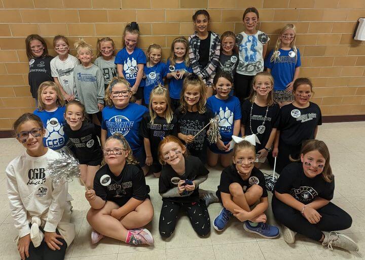 CGB Cheer Clinic students, grades K-5, participated in the Homecoming Pepfest at the High School on Friday! Their energy and support of the Wolverines and Buccaneers was awesome! 🐾